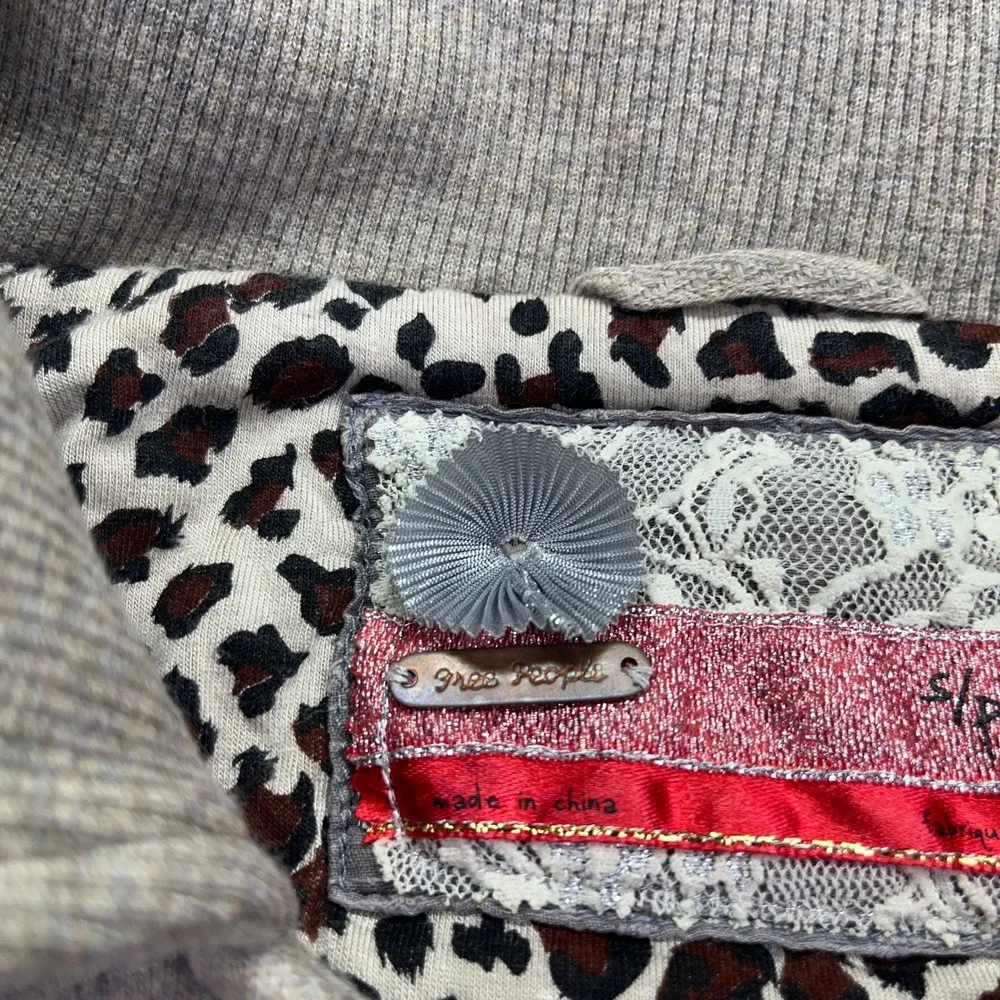 Free People Knit Jacket Cropped Button Up Beige Casual S/P Gorpcore Grunge‎